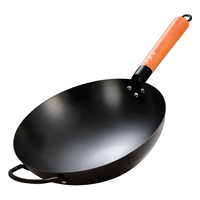 章状元章丘炒锅铁锅无涂层家用不粘锅已开锅手工精铁老式炒菜锅燃气灶 36cm大师款带耳（盖子铲子） 36cm 36cm宗师款带耳（盖子铲子） 36cm