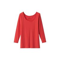 無印良品 MUJI 女式 棉冬季 U领 八分袖T恤 打底衫 FCD56A3A 红色 M （160/84A） M（160/84A）