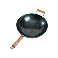 章丘铁锅 Zhangqiu iron Wok章丘手工锻打炒菜铁锅不易粘锅 老式加耳炒锅无涂层轻音加锅耳款 标准版古法烤蓝加锅耳 30cm