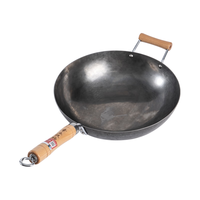 章丘铁锅 Zhangqiu iron Wok章丘手工锻打炒菜铁锅不易粘锅 老式加耳炒锅无涂层轻音加锅耳款 大师版古法原色加锅耳 32cm
