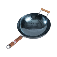 章丘铁锅 Zhangqiu iron Wok章丘手工锻打炒菜铁锅不易粘锅 老式加耳炒锅无涂层轻音加锅耳款 大师版古法烤蓝加锅耳 34cm