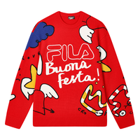 FILA 叕运蛇|斐乐款男女织衫2025春季新年款时尚涂鸦大LOGO毛衣 XL