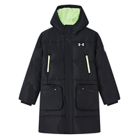 安德玛（Under Armour）【UAKIDS热力羽绒】男大童长款防风双拉拉链保暖羽绒服244106308 黑色 140