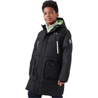 安德玛(Under Armour)【UAKIDS热力羽绒】童装男大童长款防风双拉链保暖羽绒244106308 黑色 140