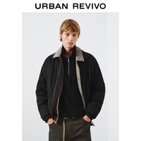 UR2026春季男装气质简约通勤百搭翻领口袋棉服UMM160004 黑色 M