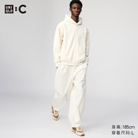 优衣库 合作款/男装女装廓形长裤/休闲裤裤子484875 01 乳白色 M