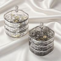 XIYOOMI塑料首饰收纳盒高级轻奢首饰盒 桌面耳钉戒指项链饰品收纳盒 水波纹旋转首饰盒（透明）