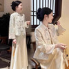 欧迪惠（Oudihui）新中式连衣裙女套装国风外套2025年秋季唐装时尚高级感一整套 外套+吊带裙 2XL 【140-160斤】