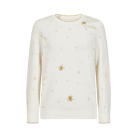 玖姿 满天星提花珠钻宽松羊毛针织衫女2025秋季新款JTFQ31001 杏色