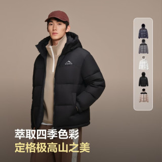波司登 25羽绒服商场男女同款运动短款面包服外套 黑色8056