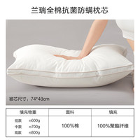水星家纺 百丽丝全棉抗菌防螨低枕 48cm×74cm 单只装 纤维枕芯