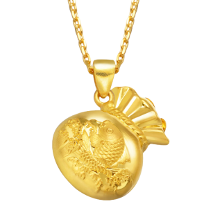 周生生 73537P 鲤鱼福袋足金吊坠 4.35g