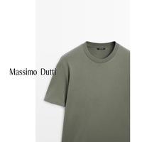 Massimo Dutti升级2026男装休闲通勤风纯棉中磅圆领短袖T恤01418212 苔绿色 2XL (190/108A)