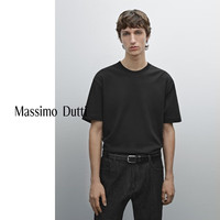 Massimo Dutti升级2026男装休闲通勤风纯棉中磅圆领短袖T恤01418212 黑色 2XL (190/108A)
