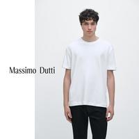 Massimo Dutti升级2026男装休闲通勤风纯棉中磅圆领短袖T恤01418212 白色 2XL (190/108A)