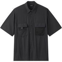 gxgjeans男装 黑色工装户外简约宽松短袖衬衫男士 25年夏 黑色 L