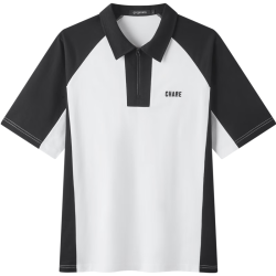 gxgjeans 真五折！美式撞色拼接宽松半拉链翻领短袖POLO衫 白色/黑色