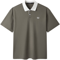 gxgjeans 【限时五折】 美式撞色拼接时尚休闲短袖Polo衫 咖色
