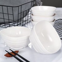 Edo 仿瓷碗密胺饭碗 直口碗四方碗塑料碗汤碗小碗4寸 10个起售 白色