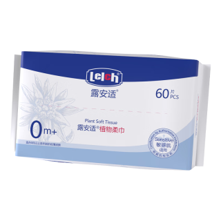 lelch/露安适 超厚款 婴儿棉柔巾  植物柔巾60抽*4包