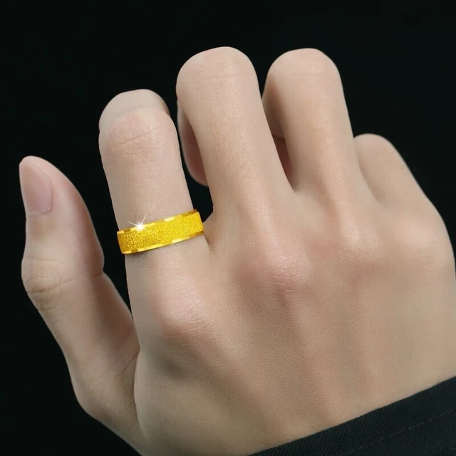 瑞诺黄金戒指男士宽版磨砂开口戒女999足金单身指环生日礼物送男友 磨砂戒指宽约3mm 金重约2.66g/顺丰速运
