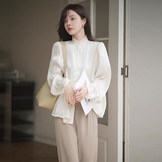 mt 【长袖衬衫】秋季 精致立领光泽质感气质长袖衬衫