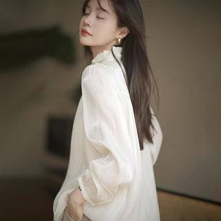 mt 【长袖衬衫】秋季 精致立领光泽质感气质长袖衬衫