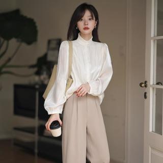 mt 【长袖衬衫】秋季 精致立领光泽质感气质长袖衬衫
