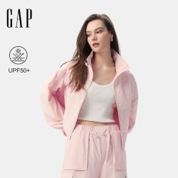 Gap 女装2025夏季新款刺绣logo大口袋立领宽松防晒连帽外套766122