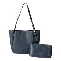 NAUTICA诺帝卡女士水桶包斜挎单肩手提包百搭实用斜挎大容量包 藏蓝色