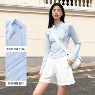 真维斯速干长袖t恤女2026春夏季修身户外跑步运动服上衣 【经典圆领款】白#纯色 M