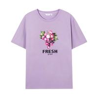 伊芙丽(eifini)伊芙丽大图案西瓜水果印花T恤女季小众独特别致上衣 紫色 120