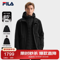 FILA 男士羽绒服两件套2025冬时尚休闲舒适连帽外套 正黑色-BK 175/96A/L