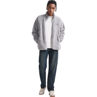 GAP男女装2024秋季抱抱绒字母logo抓绒立领外套休闲上衣609070 灰色 185/108A(XXXL)亚洲尺码