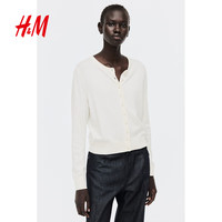 H&M女装毛针织衫2025冬季保暖开衫外套酒红色打底衫1237776 奶油色 S 160/88