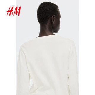 H&M女装毛针织衫2025冬季保暖开衫外套酒红色打底衫1237776 奶油色 S 160/88