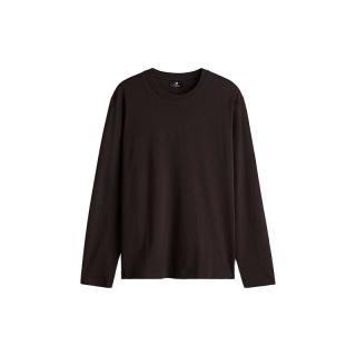 H&M 男装T恤2025秋打底衫标准版型圆领打底内搭汗布长袖1029317 深棕色042