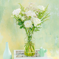 花点时间 香槟红白玫瑰花鲜花 设计师花束