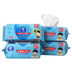 维达 定制款莎莎湿巾80片*4包 杀菌99.9% 消毒湿巾 清洁湿纸巾