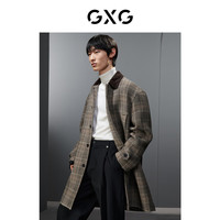 GXG奥莱 格纹拼色简约时尚宽松长款大衣外套男士 2023年冬季新款 格纹 1
