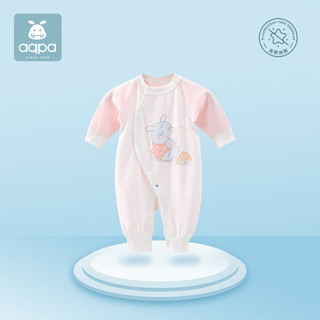 aqpa婴儿长袖爬爬服春秋男女宝宝四季打底内衣婴儿连体衣保暖 天蓝片印萌宝宝 66cm