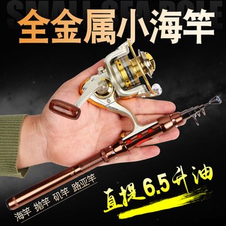 迷你路亚竿套装小海竿抛竿超短节钓鱼竿超硬海杆远投钢笔便携甩杆 1.5m