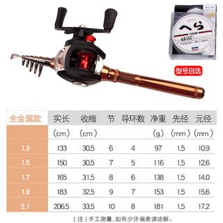 迷你路亚竿套装小海竿抛竿超短节钓鱼竿超硬海杆远投钢笔便携甩杆 1.5m