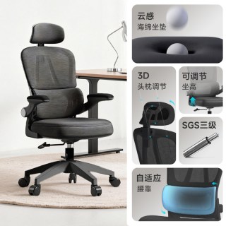 享学 自适应腰靠+SGS三级防爆气杆+3D头枕调节+105°仰角调节