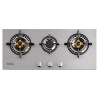 AMKA不锈钢三眼燃气灶四眼欧式家用四眼灶天然气嵌入式3孔头多头三孔煤气灶商用三灶头多眼灶多孔炉头 【三眼灶】6mm不锈钢面板+精钢稳铸