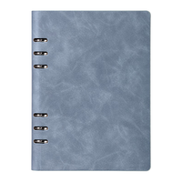 得力（deli）可换替芯活页皮面本羊巴皮封面笔记本办公记事本会议记录本A5/80张BP160蓝色 【活页皮面本】A5/80张 蓝色