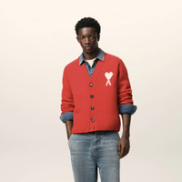 AMI PARIS 【新年穿搭】男女同款白色ADC云朵开衫毛衣 针织毛衣情人节礼物