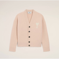 AMI PARIS 【新年穿搭】男女同款白色ADC云朵开衫毛衣  爱心V领情人节礼物