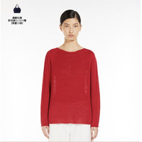 PLUS会员：Max Mara 【情人节礼物】女装亚麻直筒圆领毛衣9361125306 红色