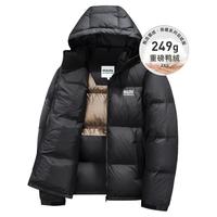 马克华菲【超重磅】保暖连帽羽绒服男2024冬季石墨烯加厚面包服外套 黑色001 170/M （充绒量：210g）